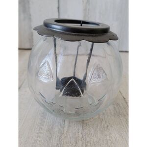 Clear pumpkin tea light candle holder Halloween home decor